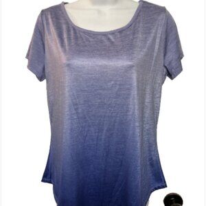 Daisy Fuentes Fit Large Dual Ombré Color Short Sleeve round neck Athletic Top
